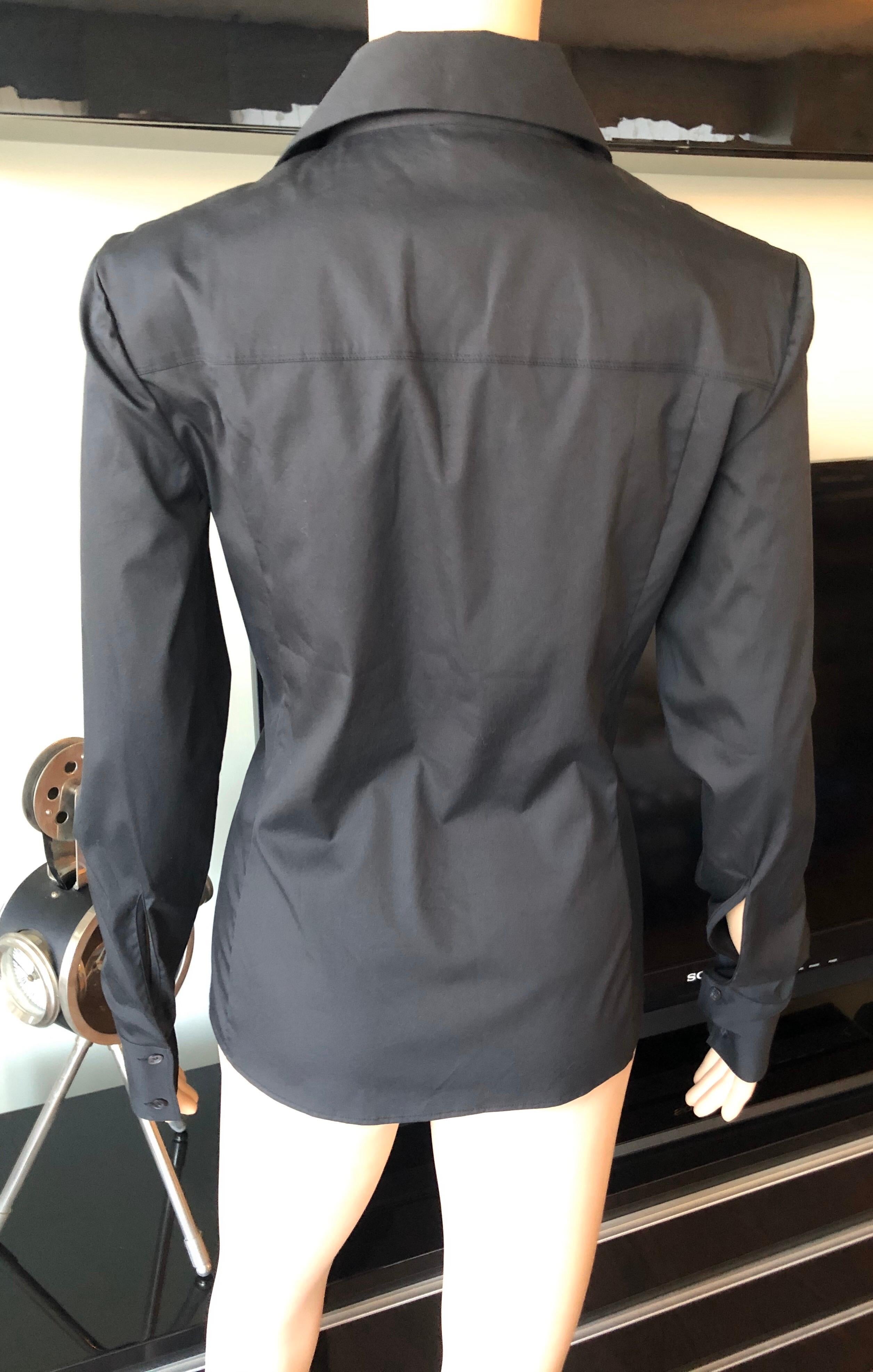 Tom Ford for Gucci S/S 2002 Lace-up Black Top Shirt In Good Condition For Sale In Naples, FL