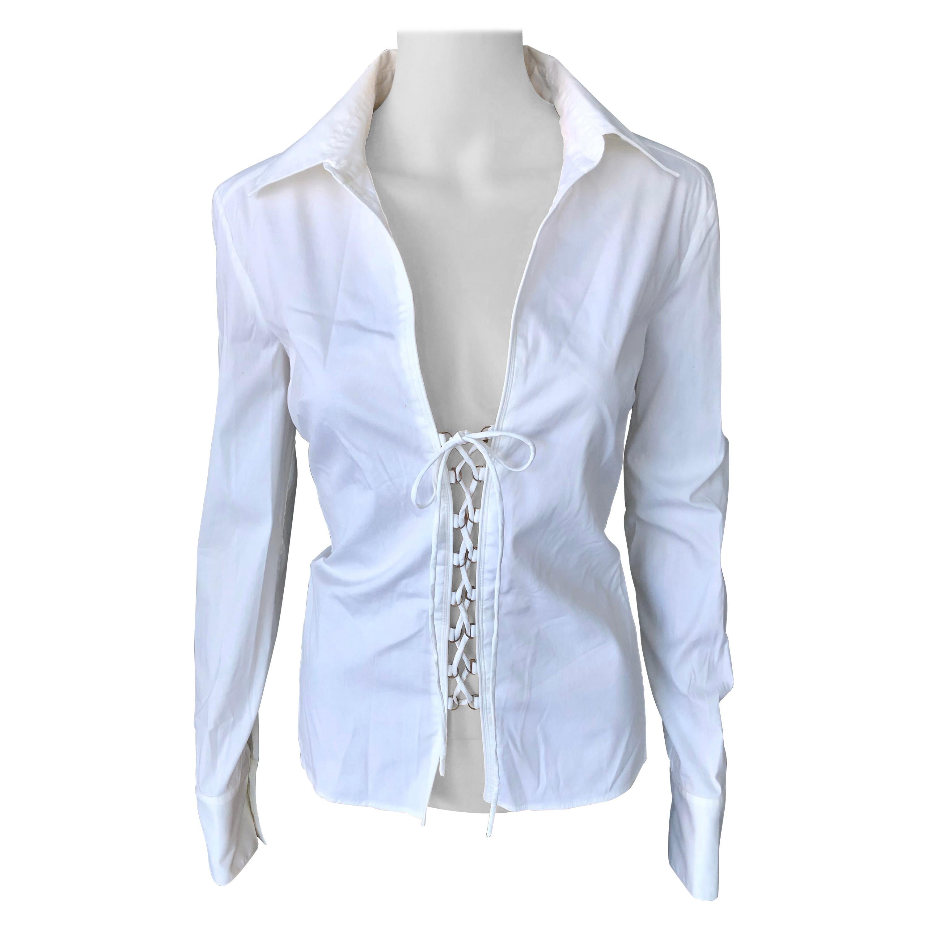 Tom Ford for Gucci S/S 2002 Lace-up White Top Shirt