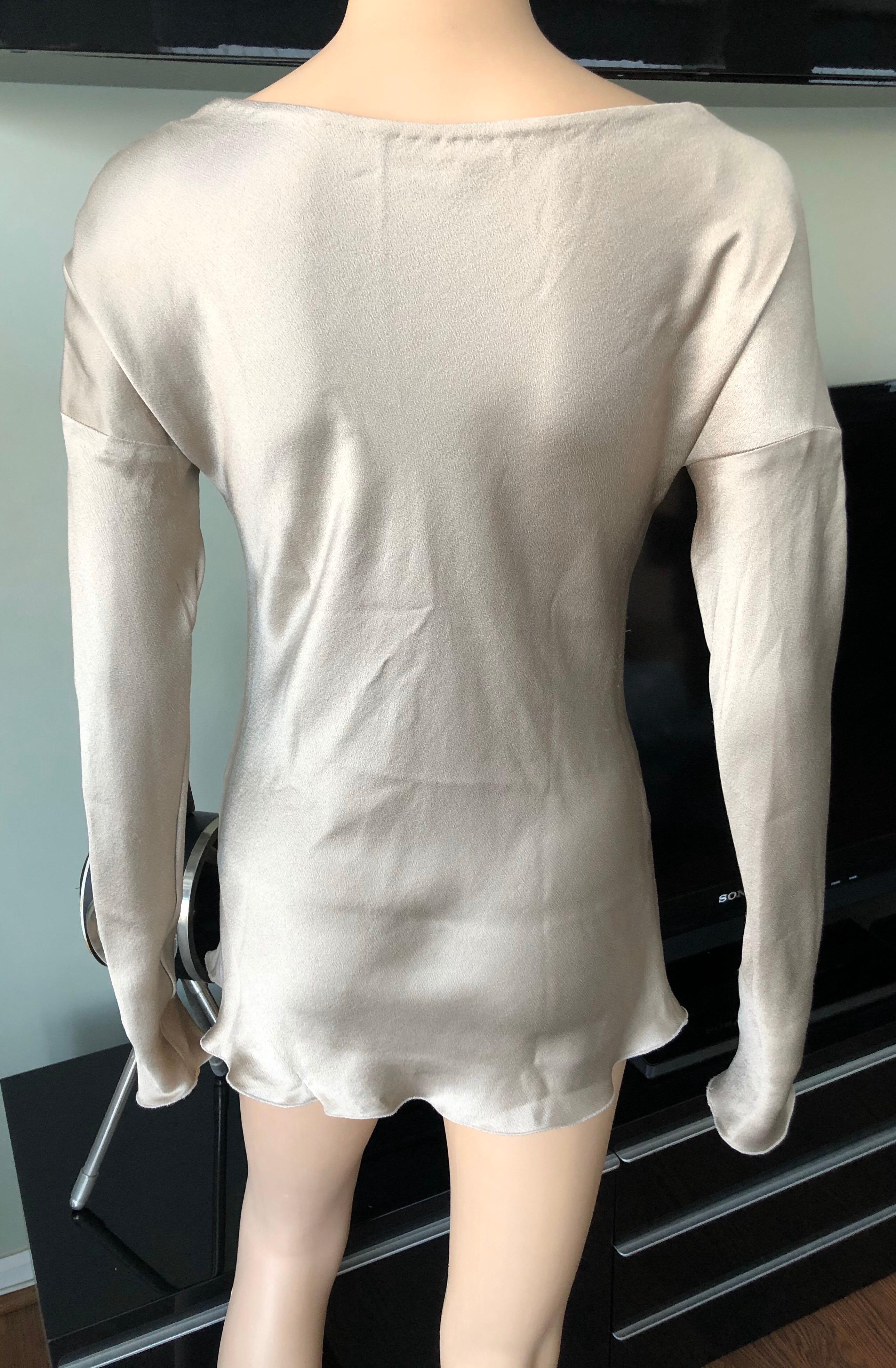 Tom Ford for Gucci S/S 2002 Plunging Neckline Lace Up Blouse Top IT 38