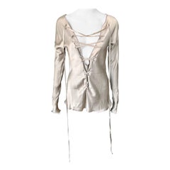 Tom Ford for Gucci S/S 2002 Plunging Neckline Lace Up Blouse Top