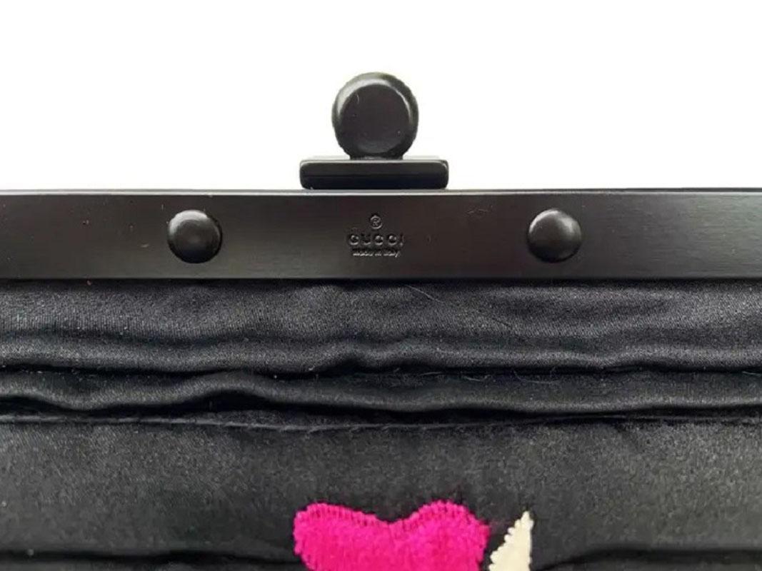 Tom Ford for Gucci S/S 2003 Sac en soie noire à armature de fleurs japonaises brodées en vente 2