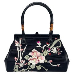 Tom Ford For Gucci S/S 2003 Collection Black Silk Frame Japanese Flowers Bag