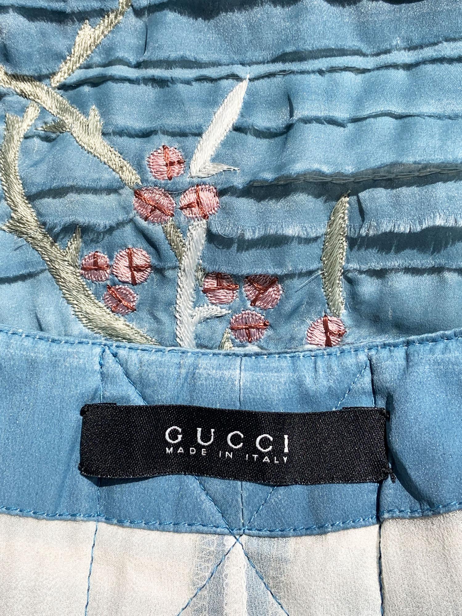 Tom Ford for Gucci S/S 2003 Japanese Cherry Blossom Embroidered Mini Skirt M For Sale 2