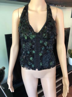 Tom Ford pour Gucci S/S 2003 - Top en soie orné de plumes