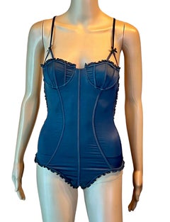 Tom Ford for Gucci S/S 2004 Bustier Black One Piece Bodysuit Swimsuit Swimwear