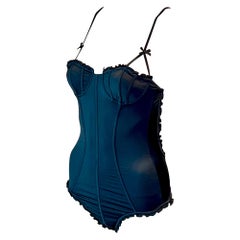Tom Ford for Gucci S/S 2004 Bustier Black One Piece Bodysuit Swimsuit Swimwear