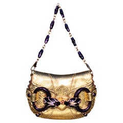 Tom Ford for Gucci S/S 2004 Gold Purple Snake Enamel Serpent Clutch