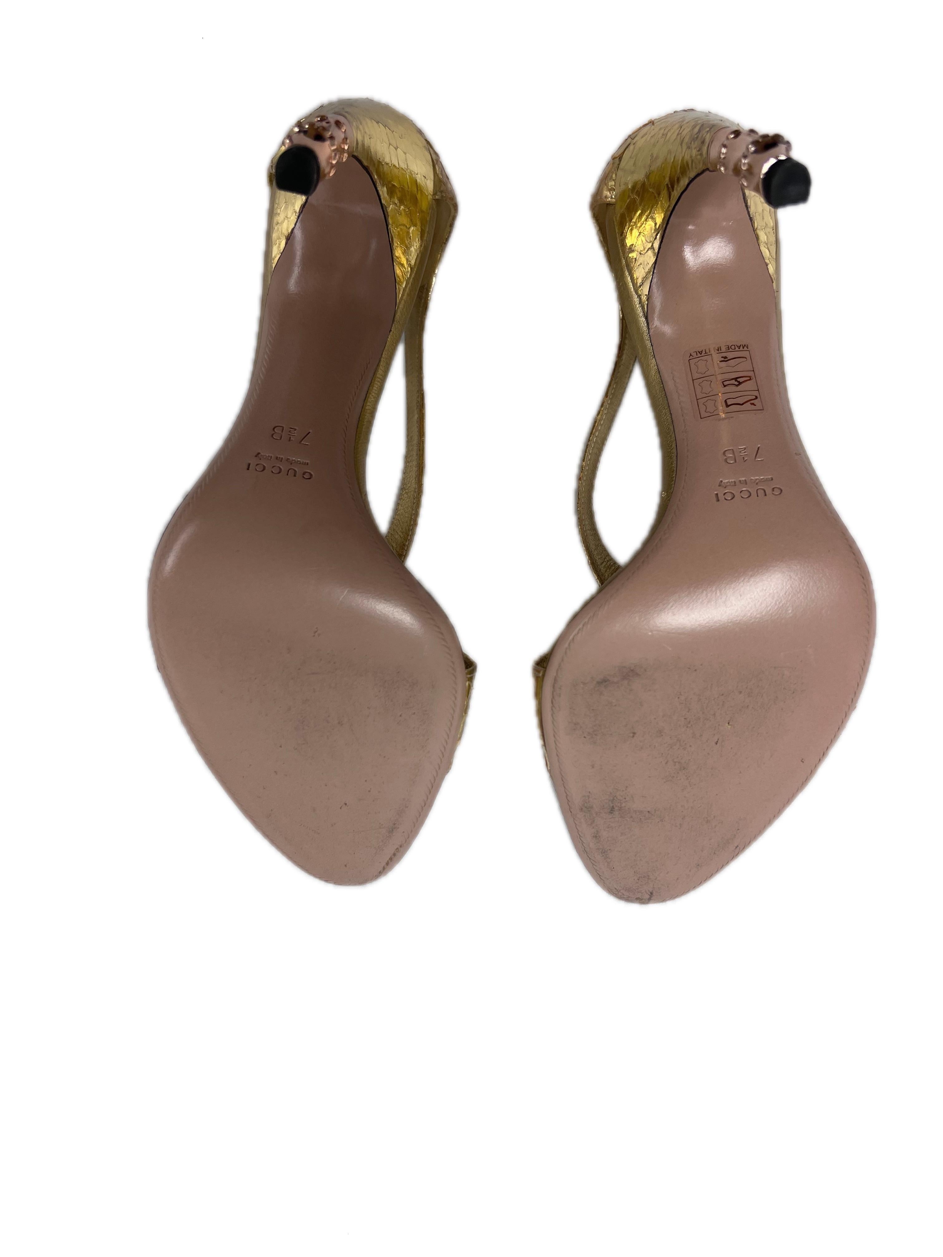 Tom Ford for Gucci S/S 2004 Tacón de bambú con joyas de serpiente dorada Talla 36.5 en venta 1