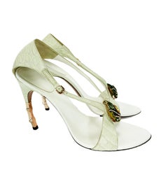 Tom Ford for Gucci S/S 2004 Alligator Jeweled Oyster Color Bamboo Shoes 9 & 8.5