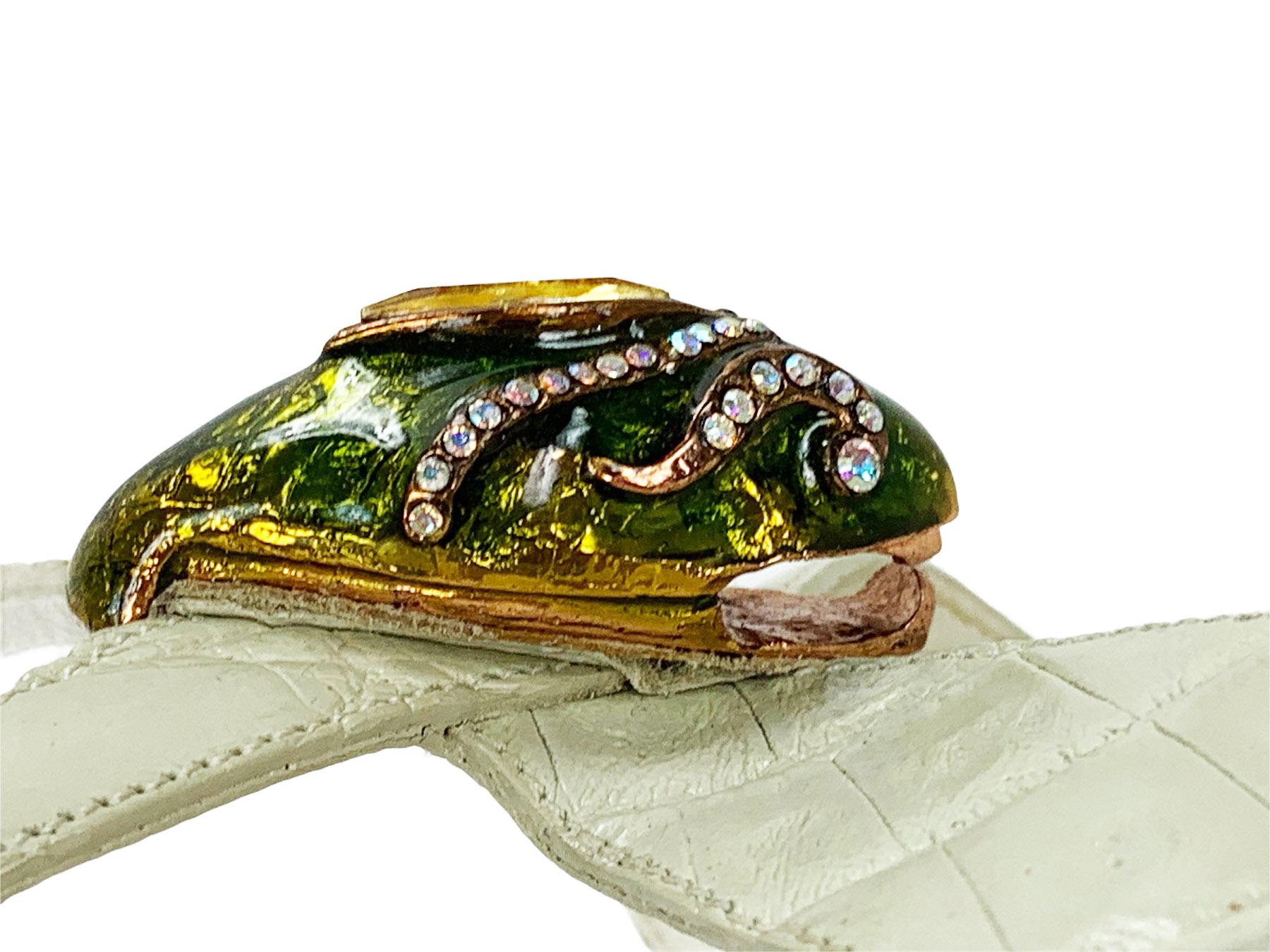 Tom Ford für Gucci F/S 2004 Austernfarbene Alligator-Schuhe mit Juwelen aus Bambus 9 B  39  im Angebot 4