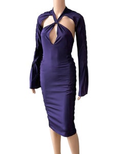 Tom Ford for Gucci S/S 2004 Plunging Cutout Backless Silk Purple Dress