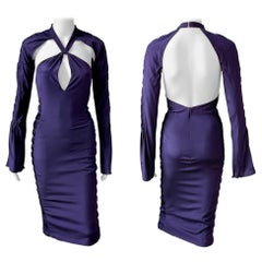 Tom Ford for Gucci S/S 2004 Plunging Cutout Backless Silk Purple Dress