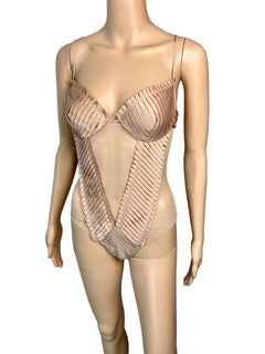 Tom Ford for Gucci S/S 2004 Runway Bustier Sheer Cutout Lingerie Bodysuit Top