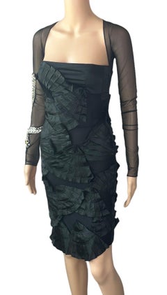 Tom Ford for Gucci S/S 2004 Runway Embellished Snake Sheer Cutout Black Dress