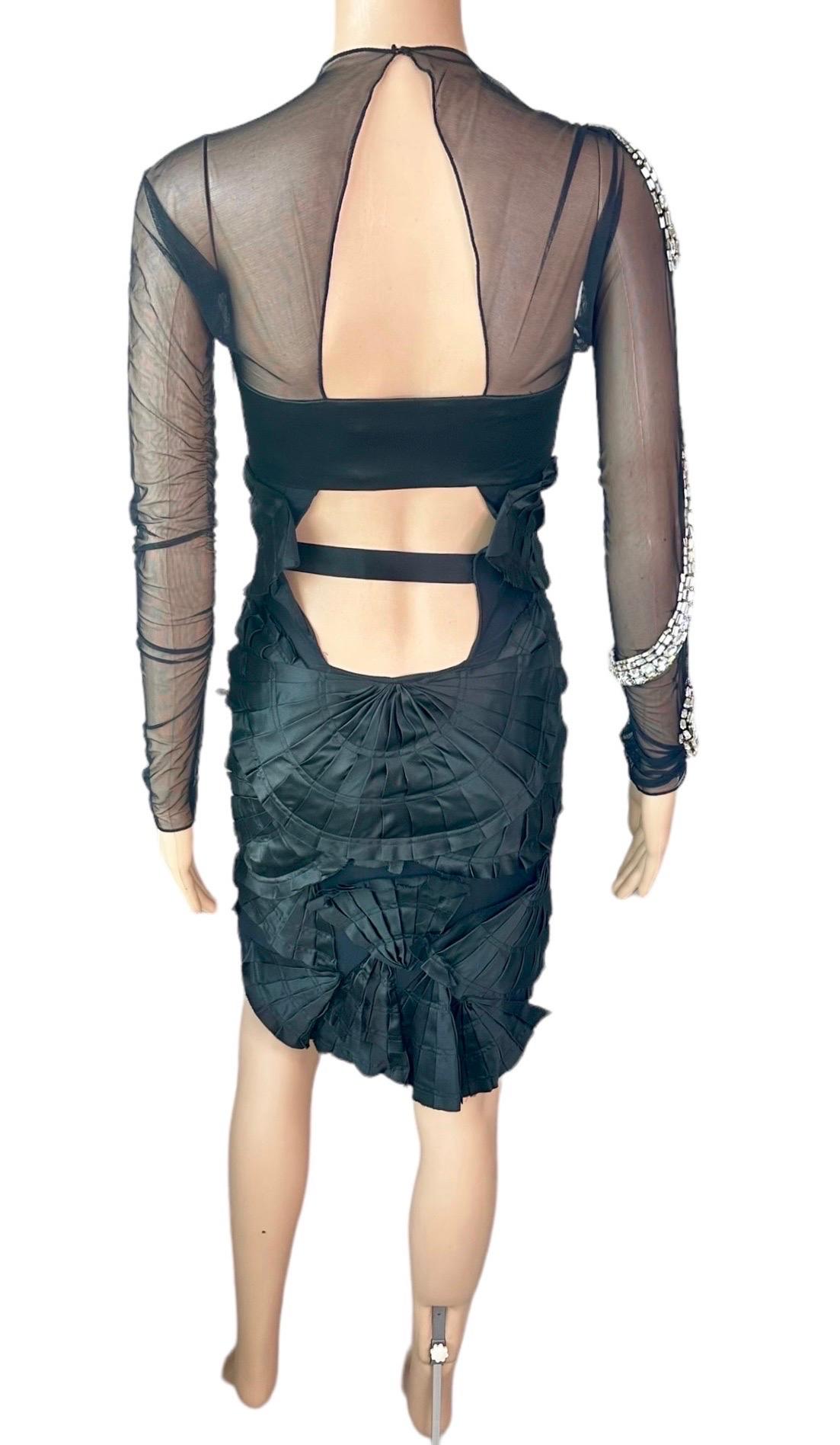 Tom Ford for Gucci S/S 2004 Runway Schwarzes Kleid mit Schlangenverzierung und transparentem Ausschnitt für Damen oder Herren im Angebot