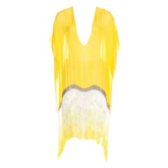 Tom Ford for Gucci S/S 2004 Runway Silk Metal Chain Sheer Degrade Fringe Poncho