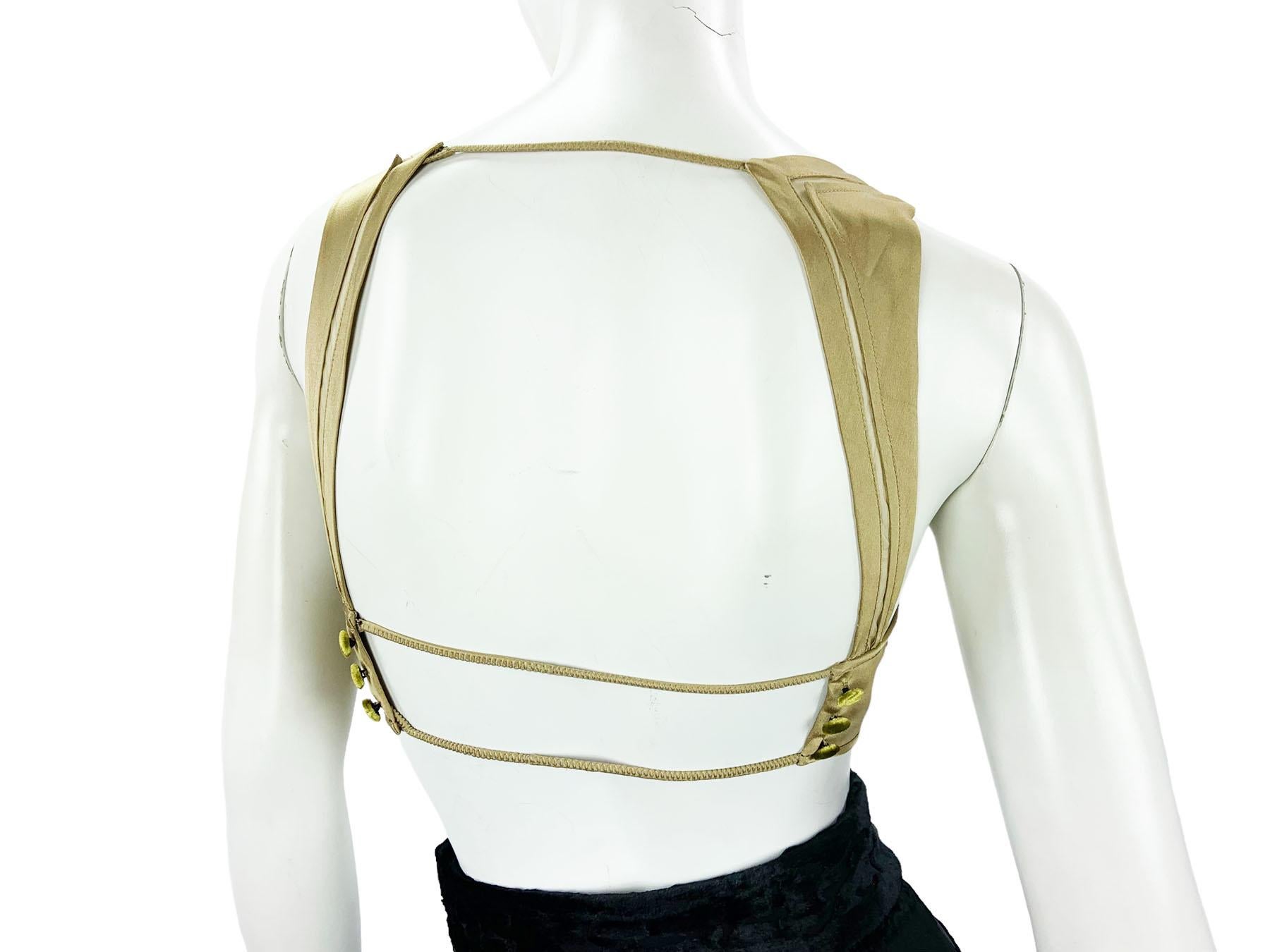 Beige Tom Ford for Gucci Seta Bronzo Chiaro Backless Crop Top Bustier Italiano 42 in vendita