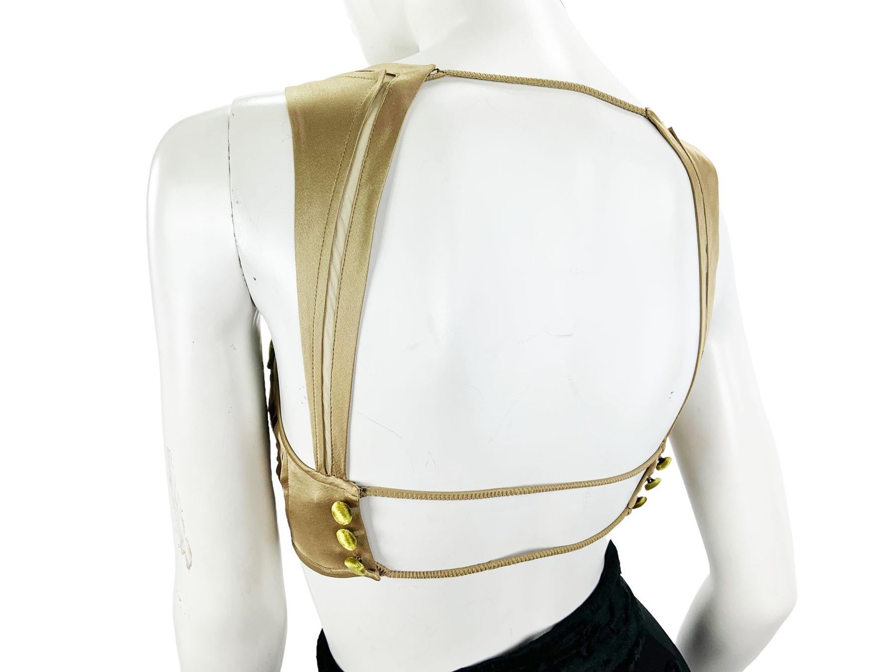 Tom Ford for Gucci Seta Bronzo Chiaro Backless Crop Top Bustier Italiano 42 In condizioni Nuovo in vendita a Montgomery, TX