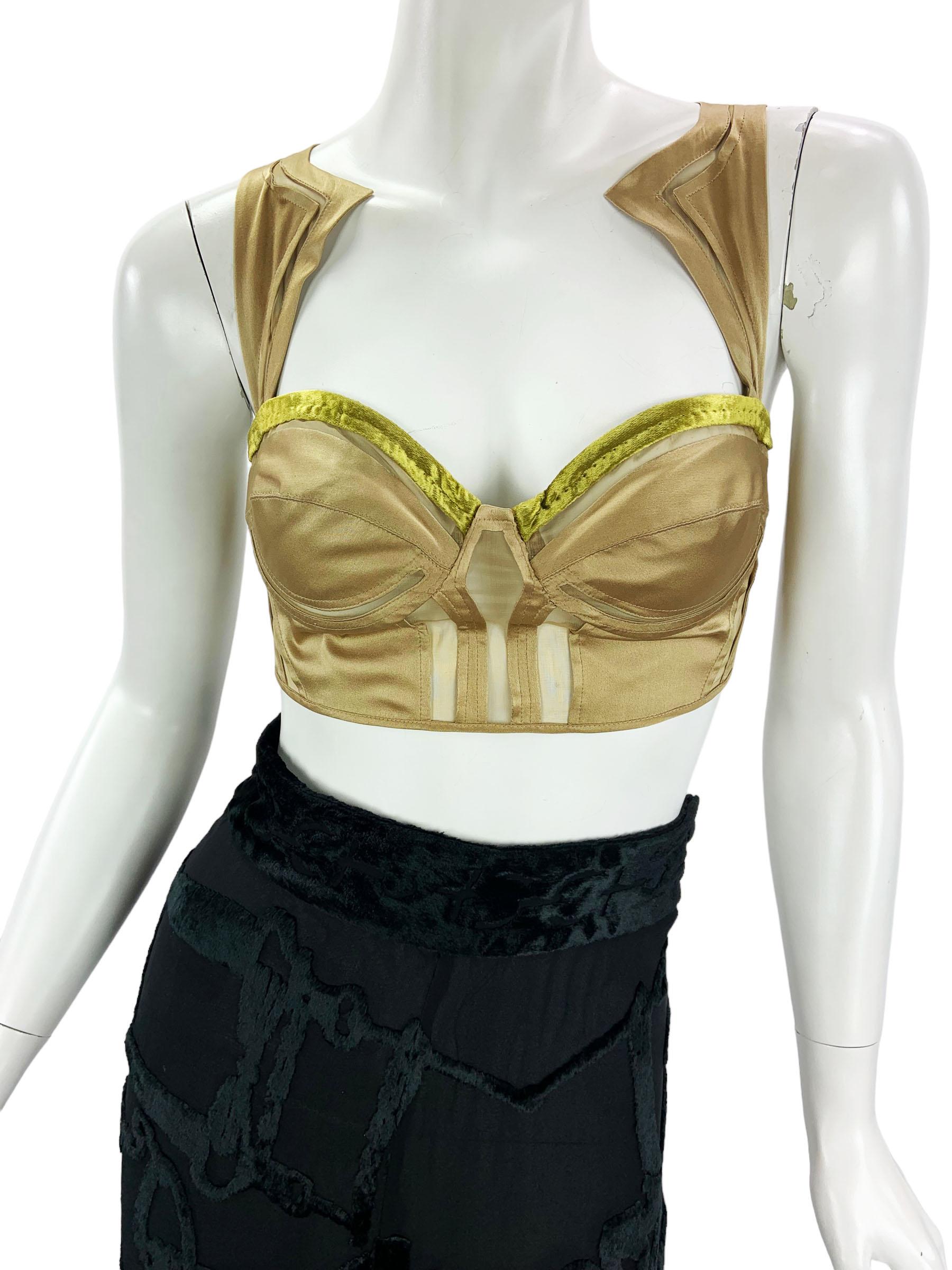 Tom Ford for Gucci Seta Bronzo Chiaro Backless Crop Top Bustier Italiano 42 in vendita 1