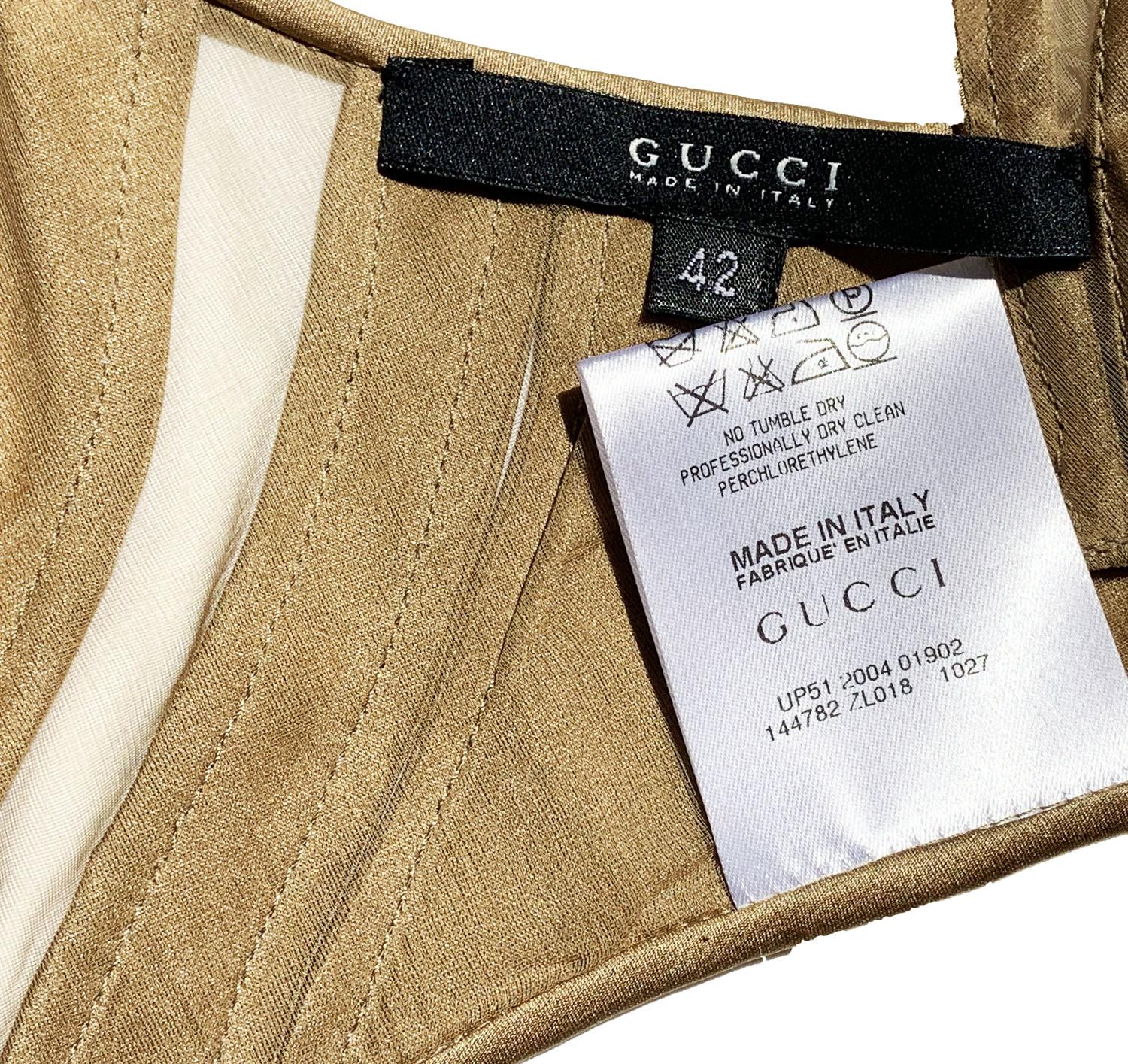 Tom Ford for Gucci Seta Bronzo Chiaro Backless Crop Top Bustier Italiano 42 in vendita 2