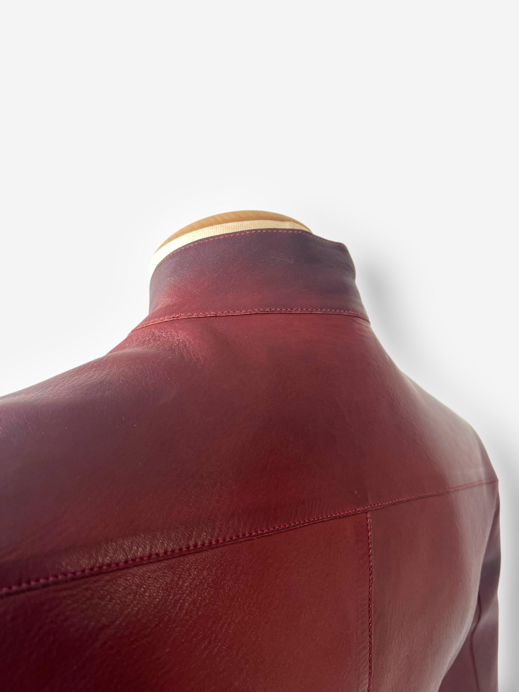 Tom Ford for Gucci Spring/Summer 1999 Maroon Leather Moto Jacket For Sale 4