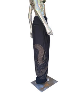 Tom Ford pour Gucci, collection printemps-été 2001, pantalon brodé à la main / motif « Emb Dragon » noir et or, taille 52, unisexe