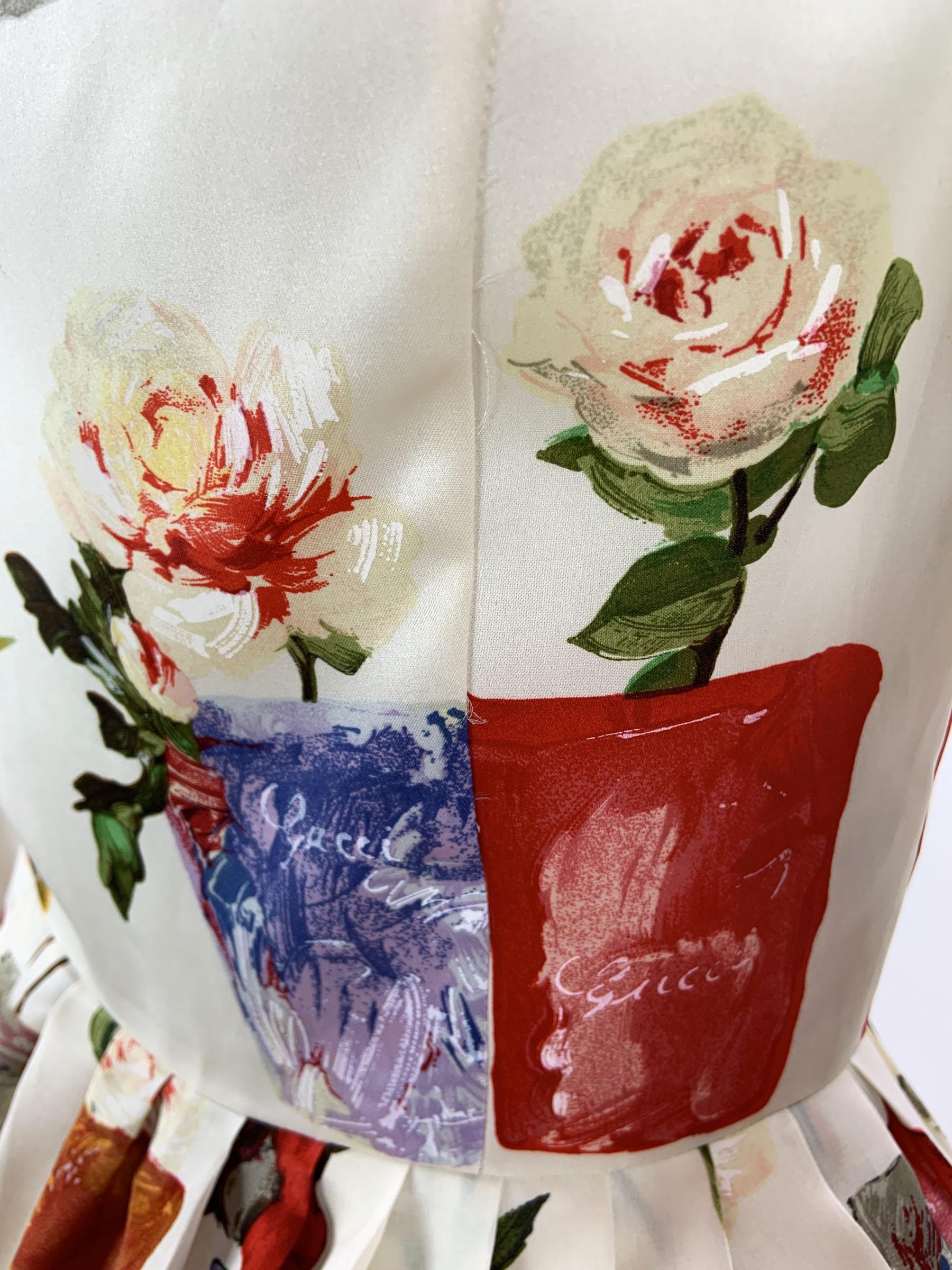 Tom Ford for Gucci SS 1995 Flowerpot - Robe en organza de soie imprimée 42 en vente 5