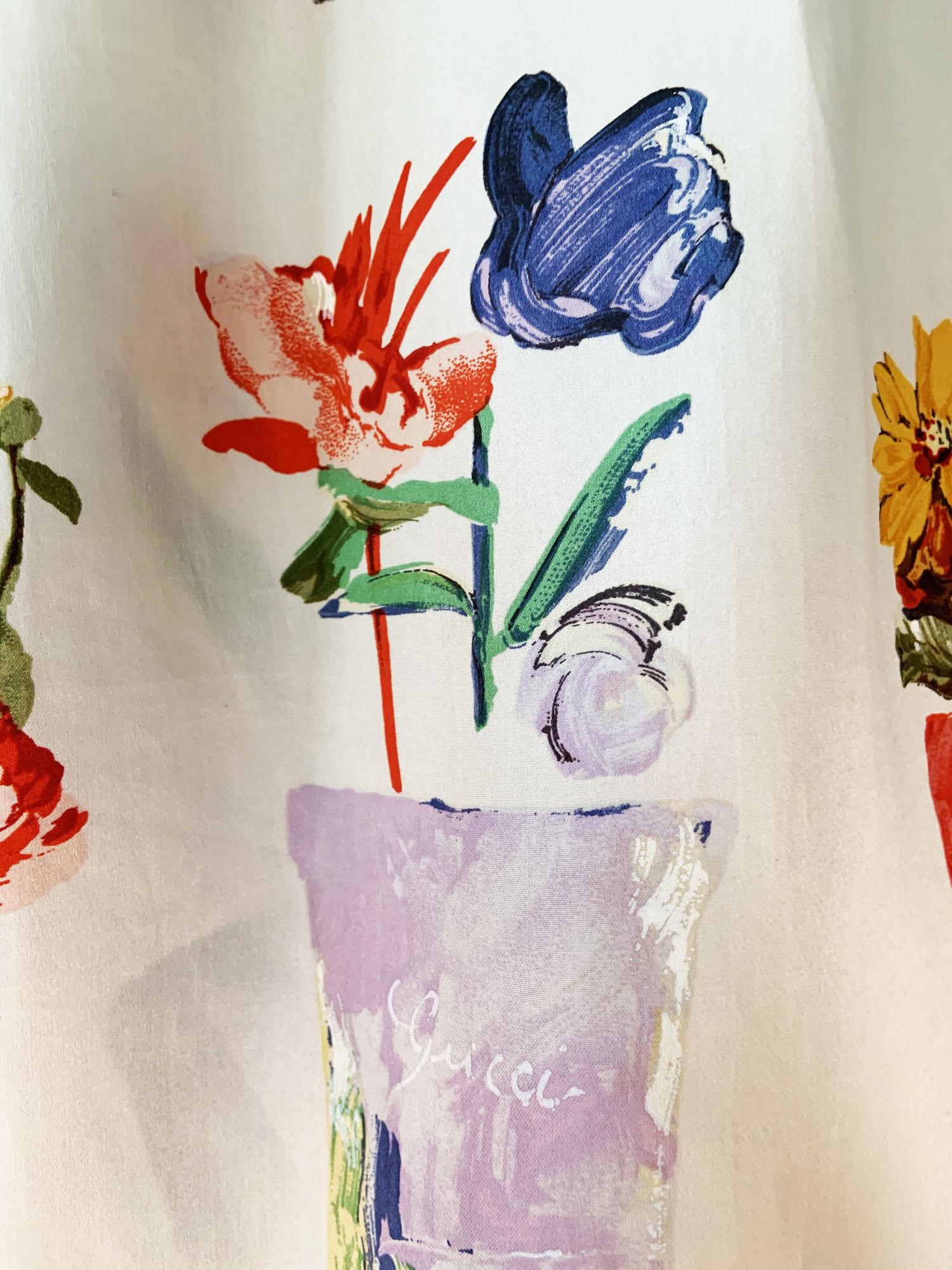 Tom Ford for Gucci SS 1995 Flowerpot - Robe en organza de soie imprimée 42 en vente 6