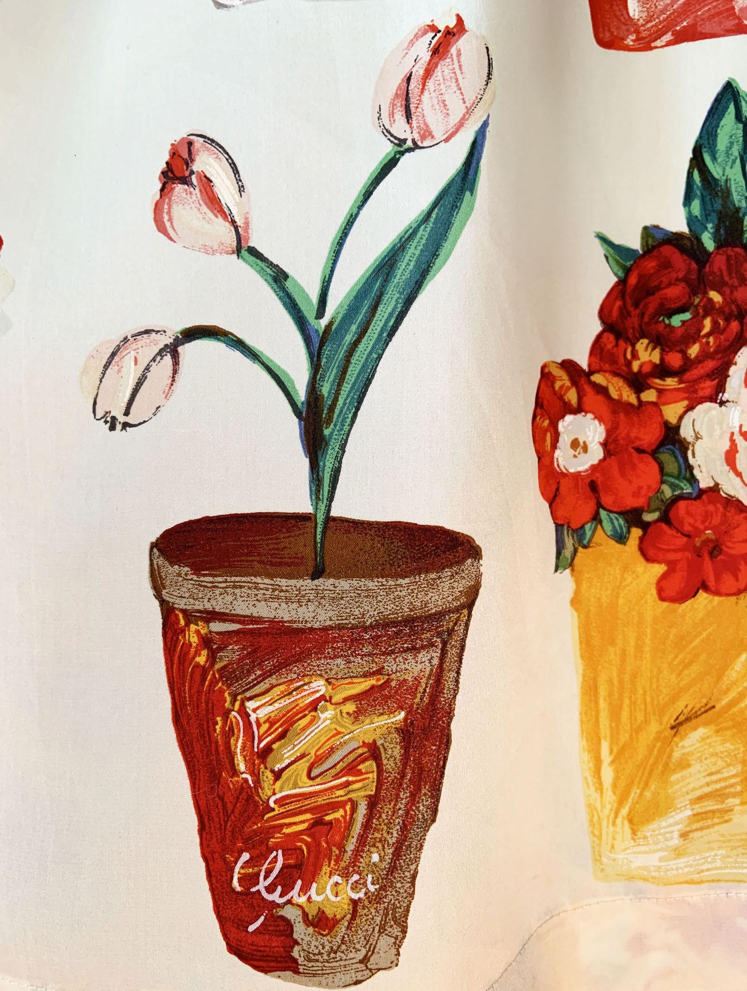 Tom Ford for Gucci SS 1995 Flowerpot - Robe en organza de soie imprimée 42 en vente 7