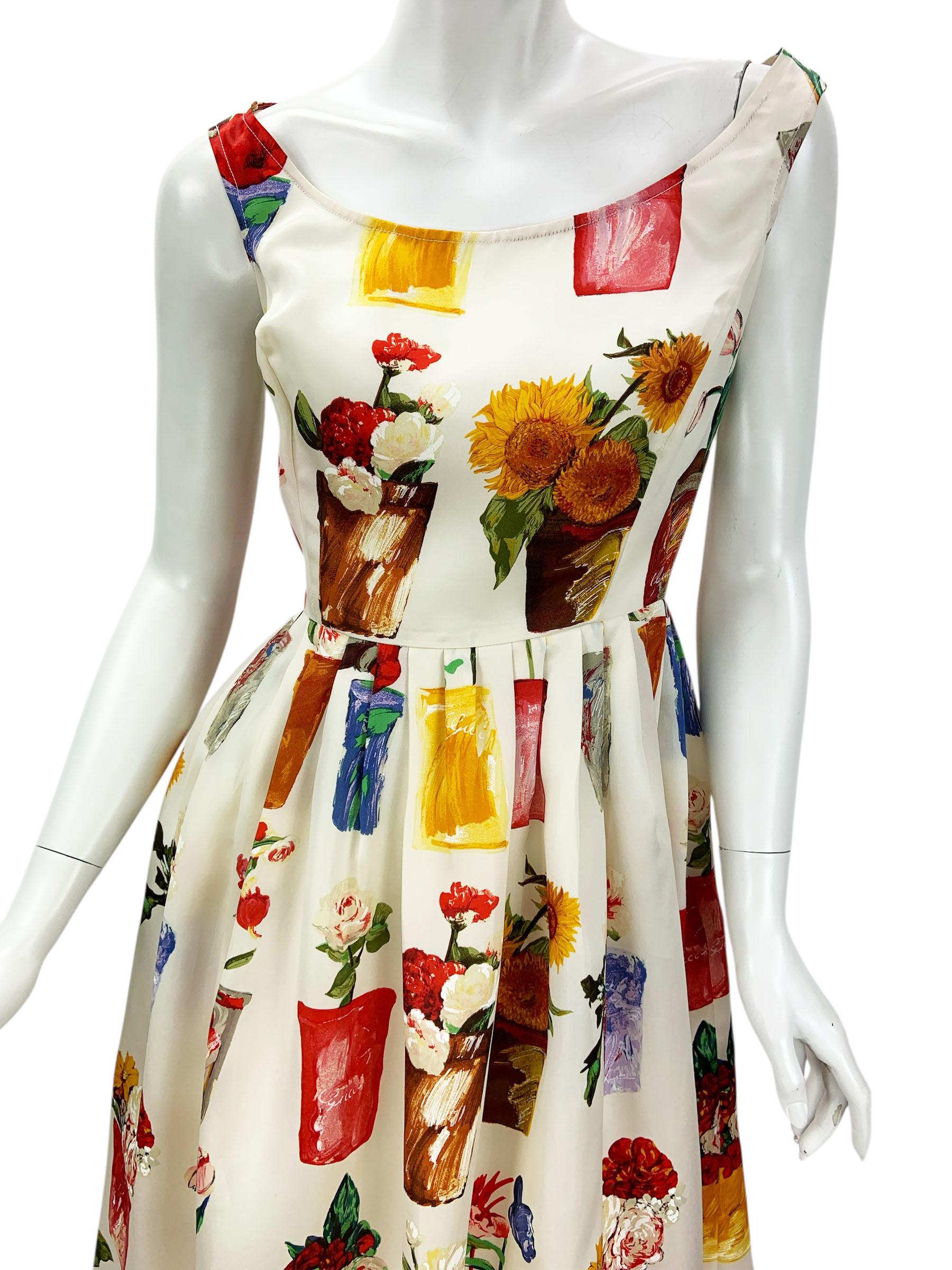 Tom Ford for Gucci SS 1995 Flowerpot - Robe en organza de soie imprimée 42 en vente 2