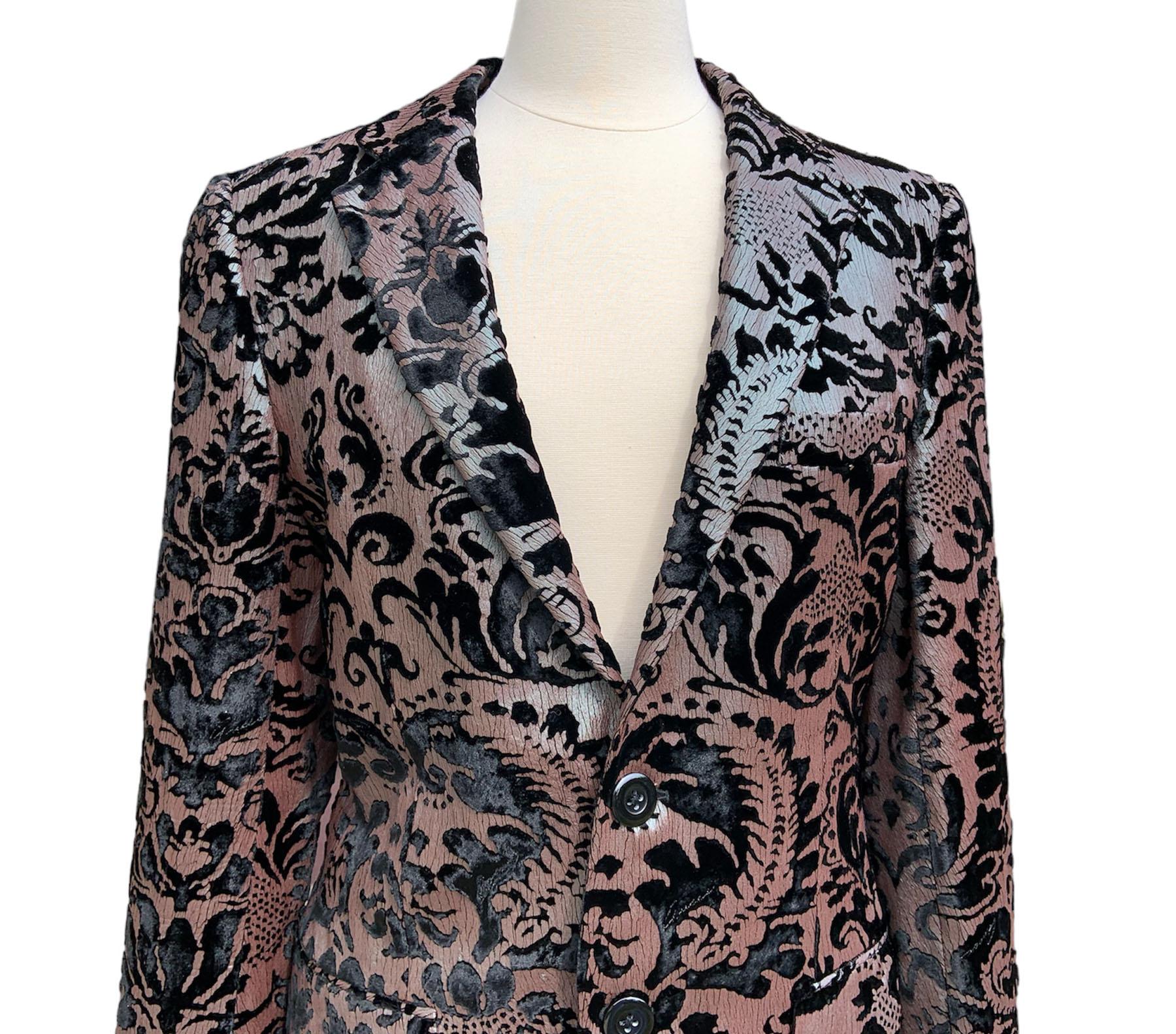 Tom Ford for Gucci SS 2000 Gothic Damask Iridescent Paint Velvet Blazer 48 US 38 For Sale 4