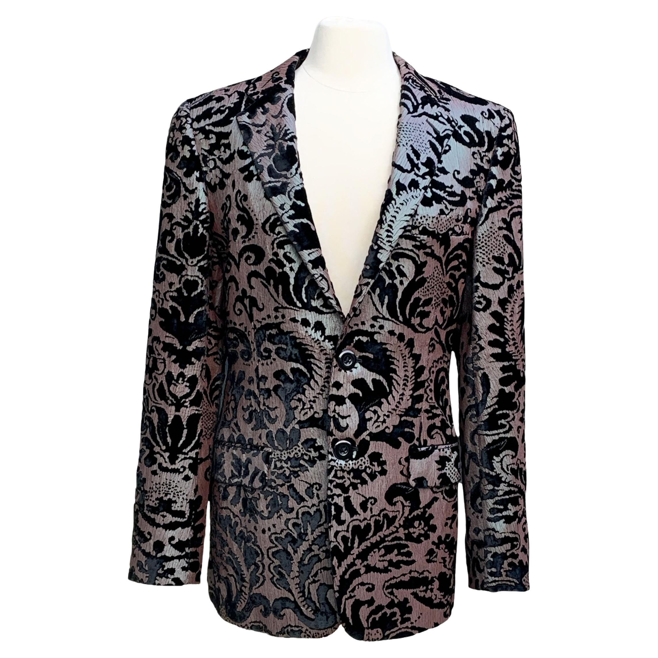 Tom Ford for Gucci SS 2000 Gothic Damask Iridescent Paint Velvet Blazer 48 US 38 For Sale