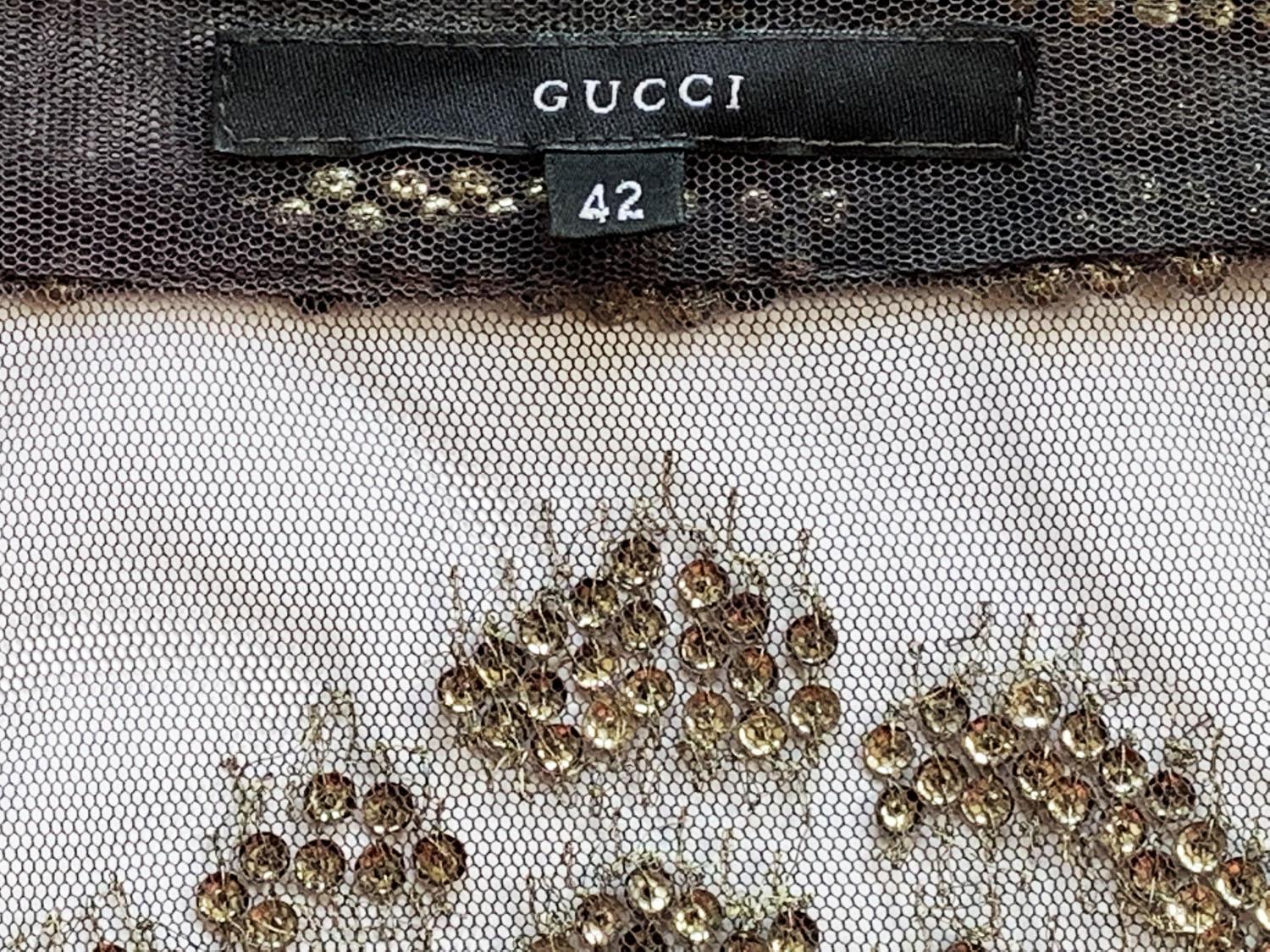 Tom Ford for Gucci SS 2000 Sheer Tulle Metal Sequin Embellished Top Blouse It 42 For Sale 3