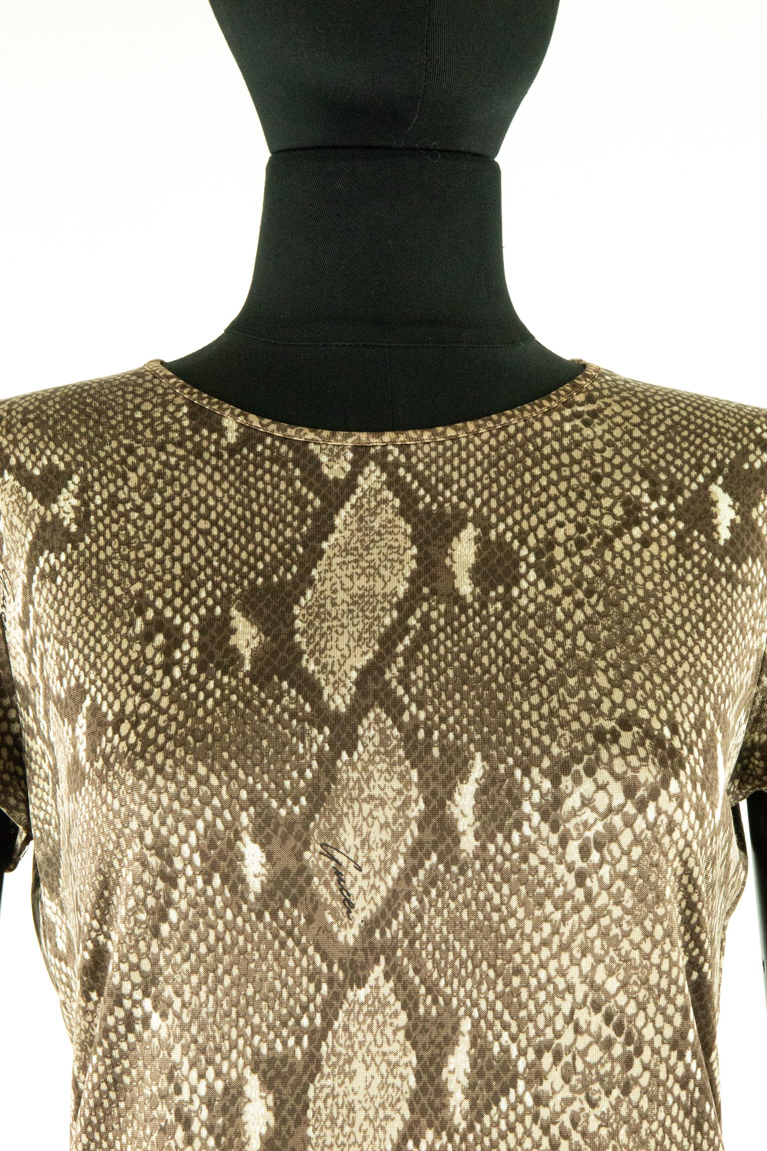 Brown  Tom Ford For Gucci SS 2000 Snakeskin Jersey T-Shirt For Sale