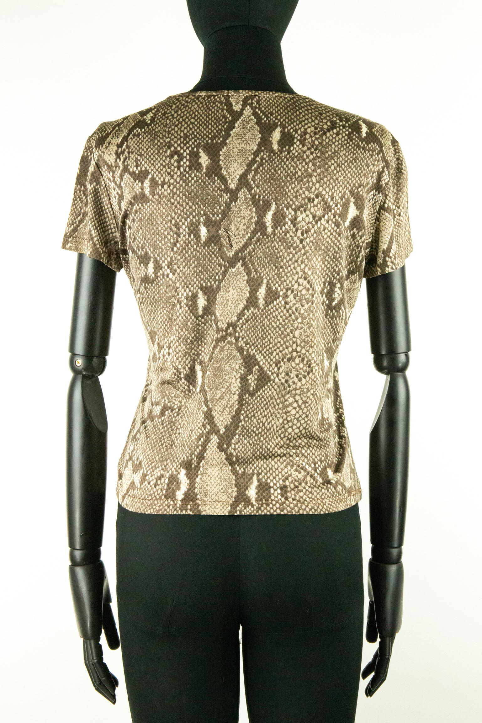 Women's Tom Ford For Gucci SS 2000 Snakeskin Jersey T-Shirt For Sale