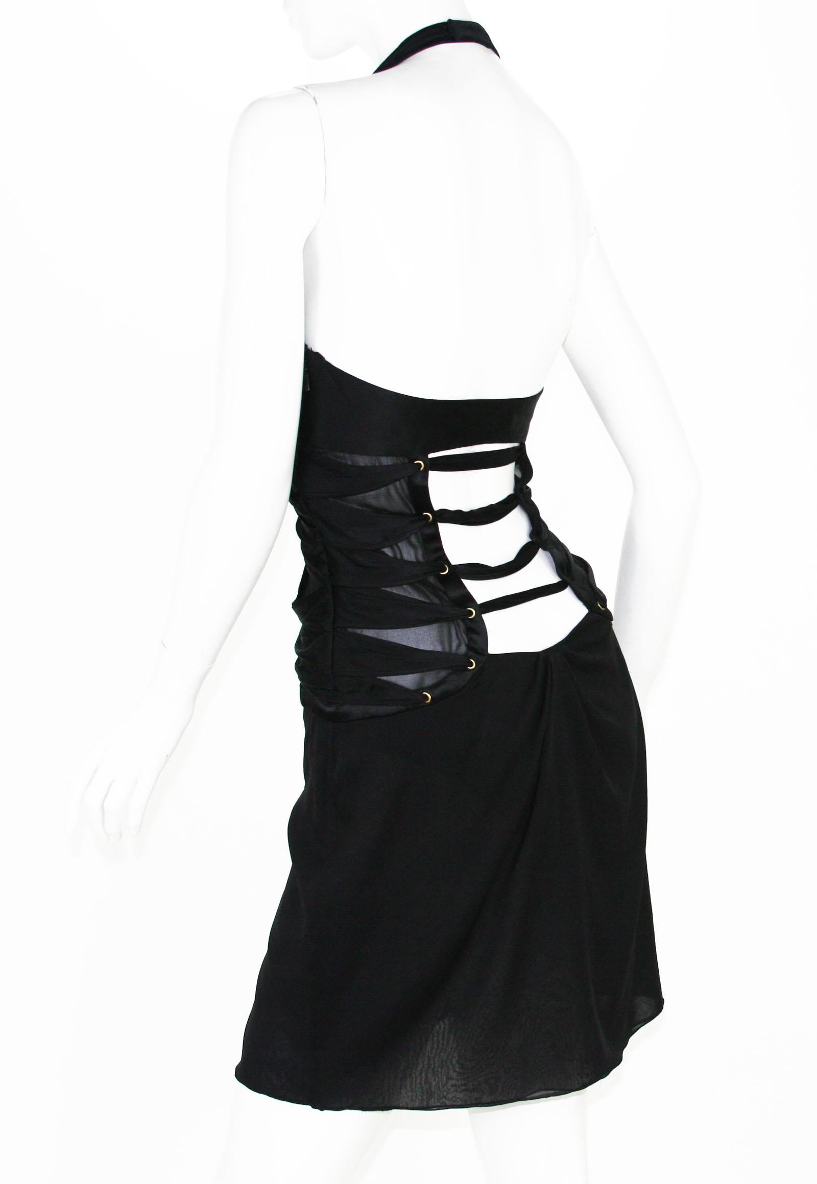 Tom Ford for Gucci SS 2003 Collection Deep Plunging Halter Mini Cut Out Dress 44 In Excellent Condition In Montgomery, TX