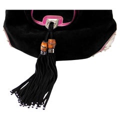 Tom Ford for Gucci Suede Black & Red Indy Hobo Shoulder Bag circa 2000