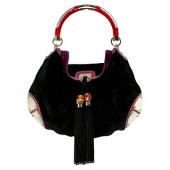 Tom Ford for Gucci Suede Black & Red Indy Hobo Shoulder Bag circa 2000