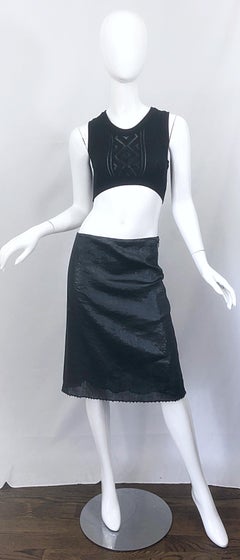 Tom Ford for Gucci Sz 46 10 / 12 1990s Gunmetal Beaded Silk Vintage 90s Skirt