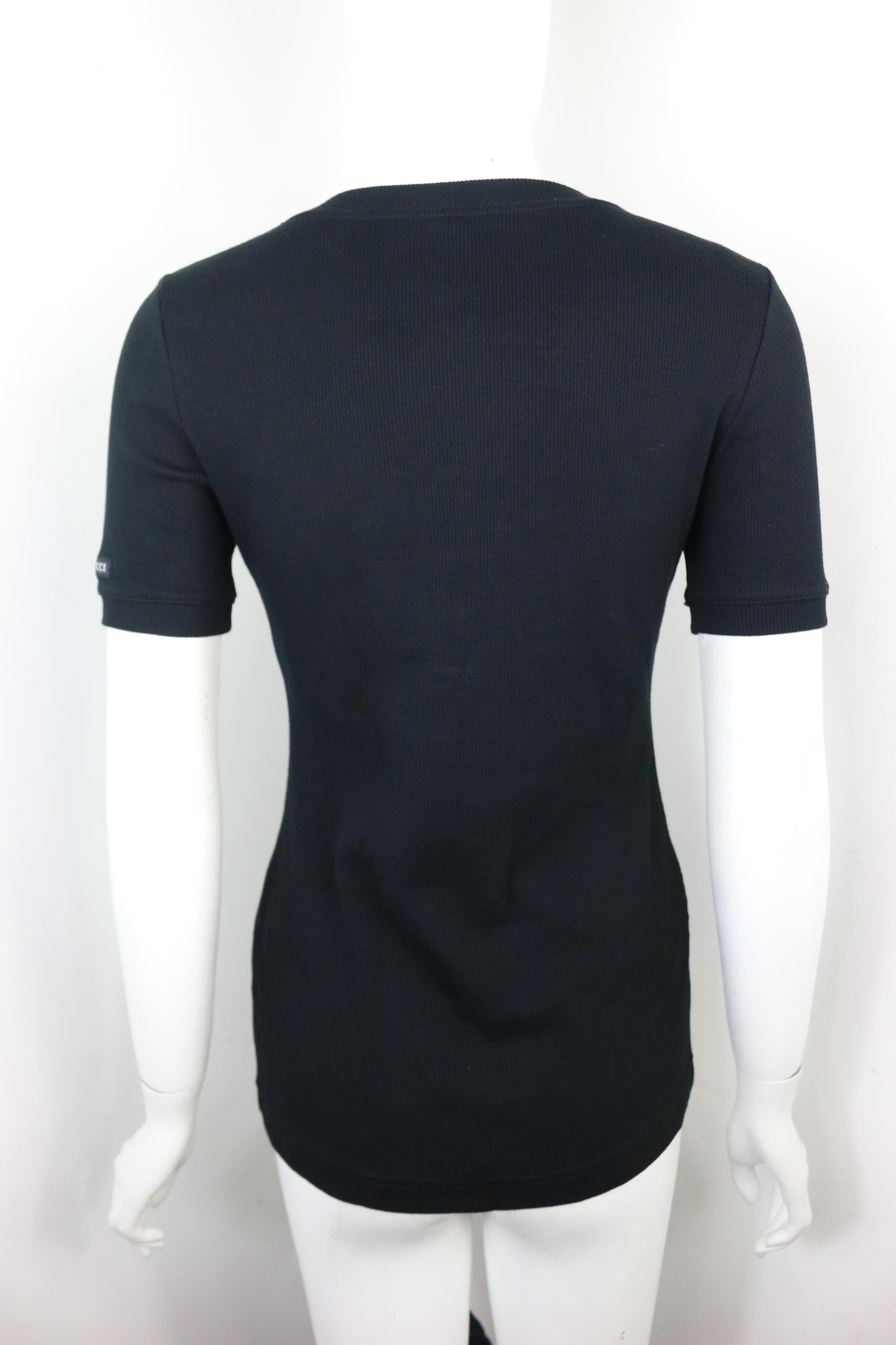 Tom Ford For Gucci Thick Cotton Black Short Sleeves Top  For Sale 1