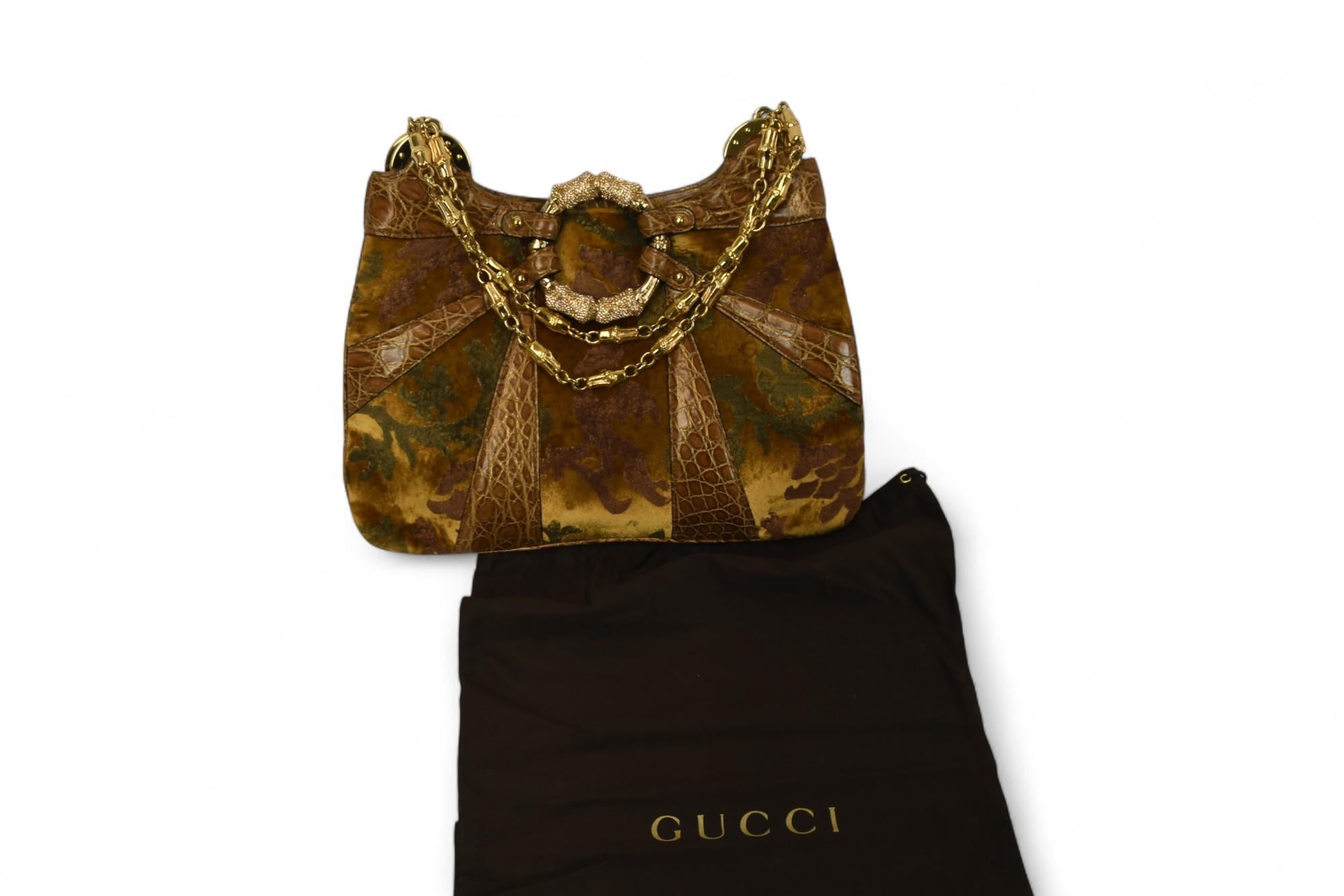 Tom Ford for Gucci Bolso con Brocado de Terciopelo y Cocodrilo  Embrague Dragón en venta 6