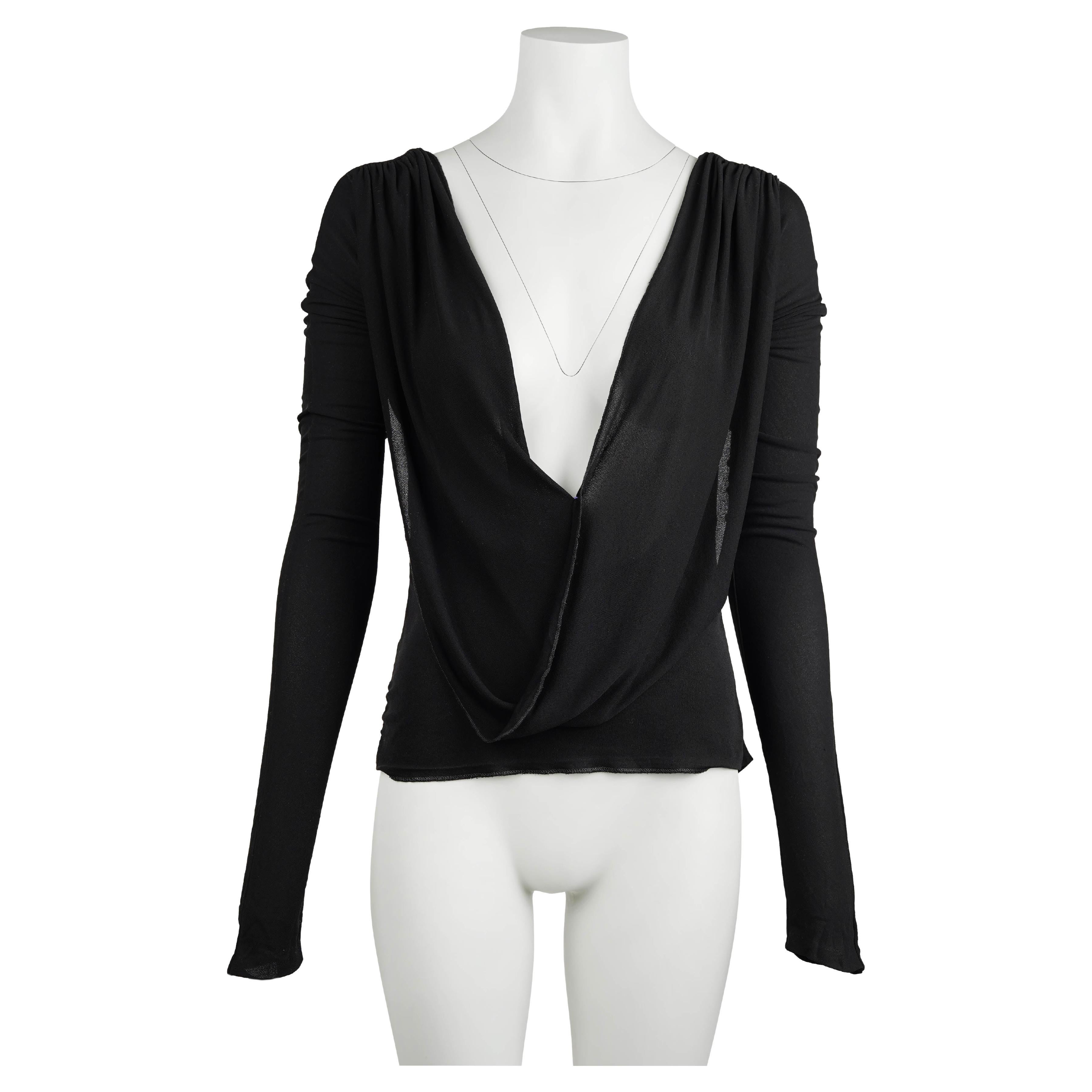 Tom Ford for Gucci Vintage 1997 Black Semi-Transparent Blouse Size M