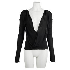 Tom Ford for Gucci Vintage 1997 Black Semi-Transparent Blouse Size M