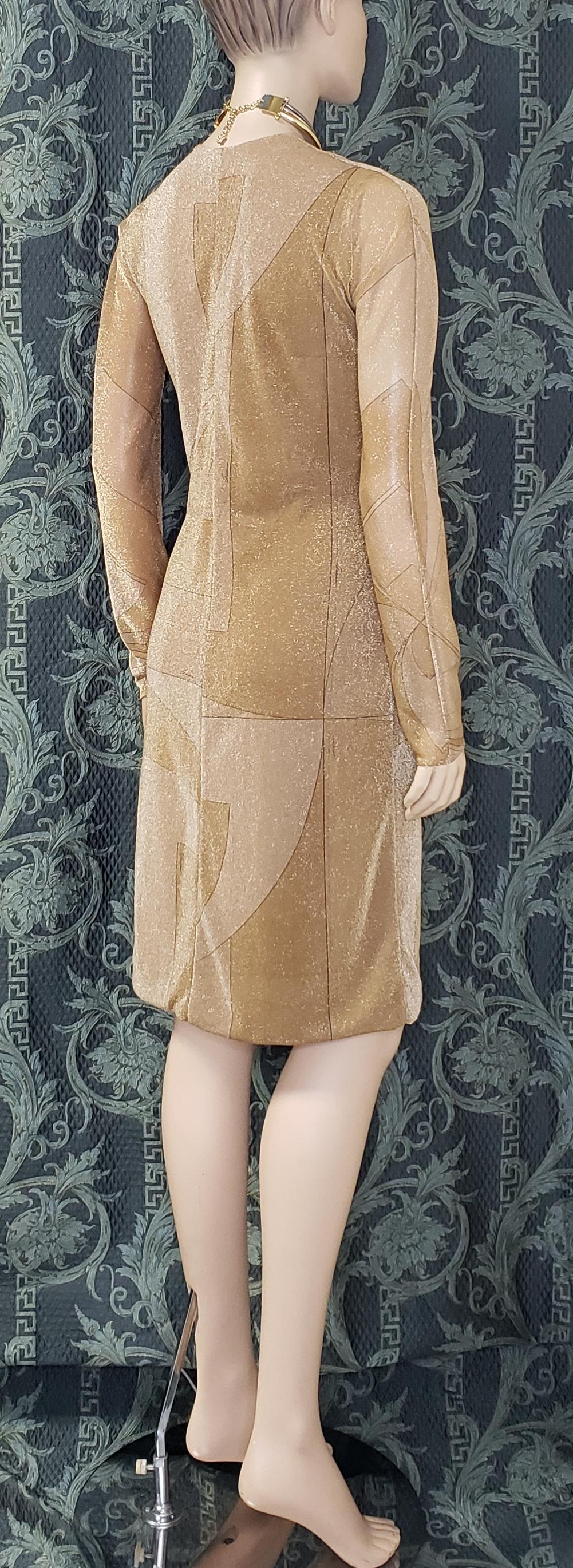 Brown TOM FORD FOR GUCCI VINTAGE GOLD DRESS With LION BROOCH A / W 2000 40 - 4