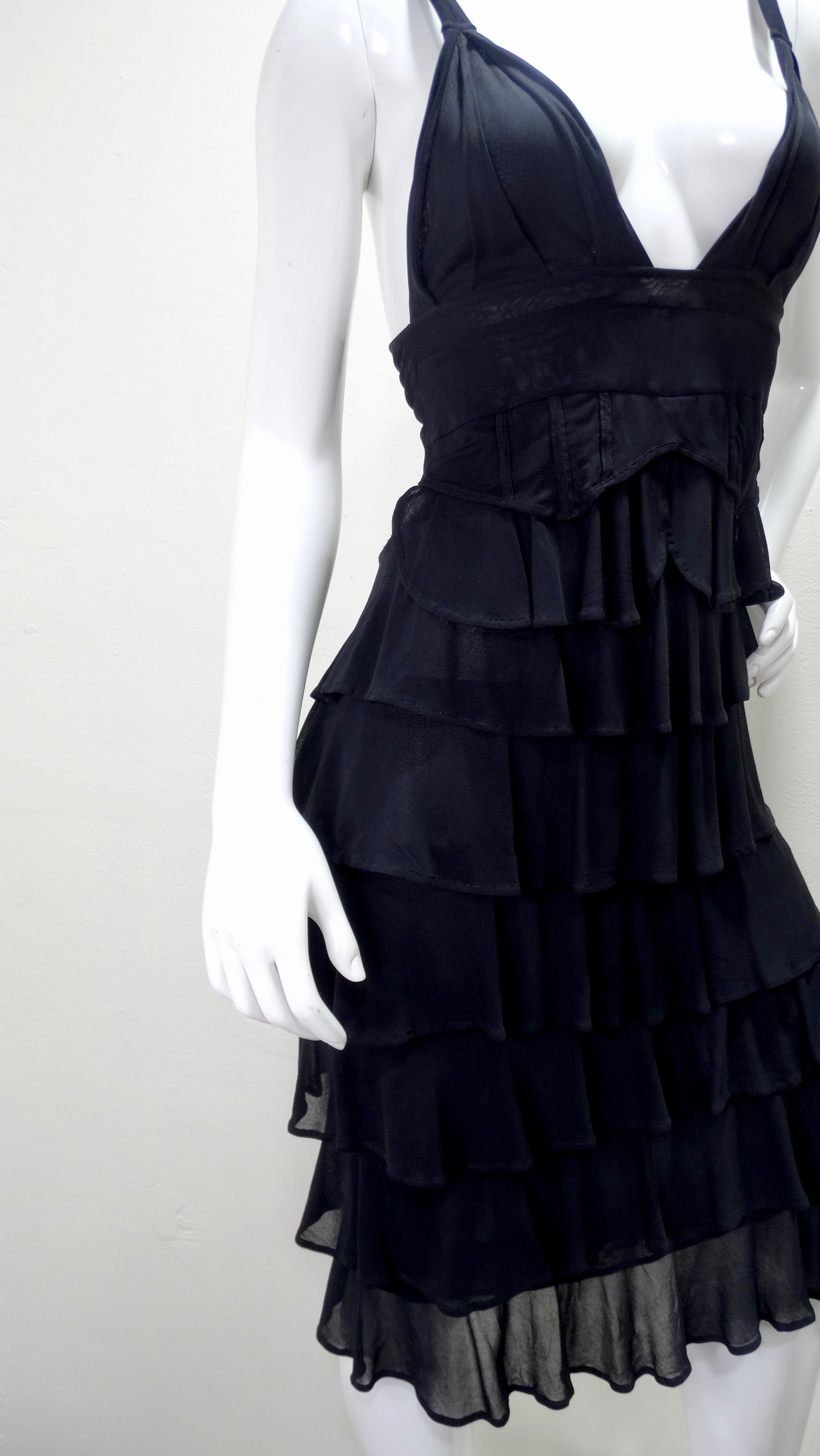 Tom Ford For YSL 2003 Sheer Ruffle Cocktail Dress In Good Condition In Scottsdale, AZ