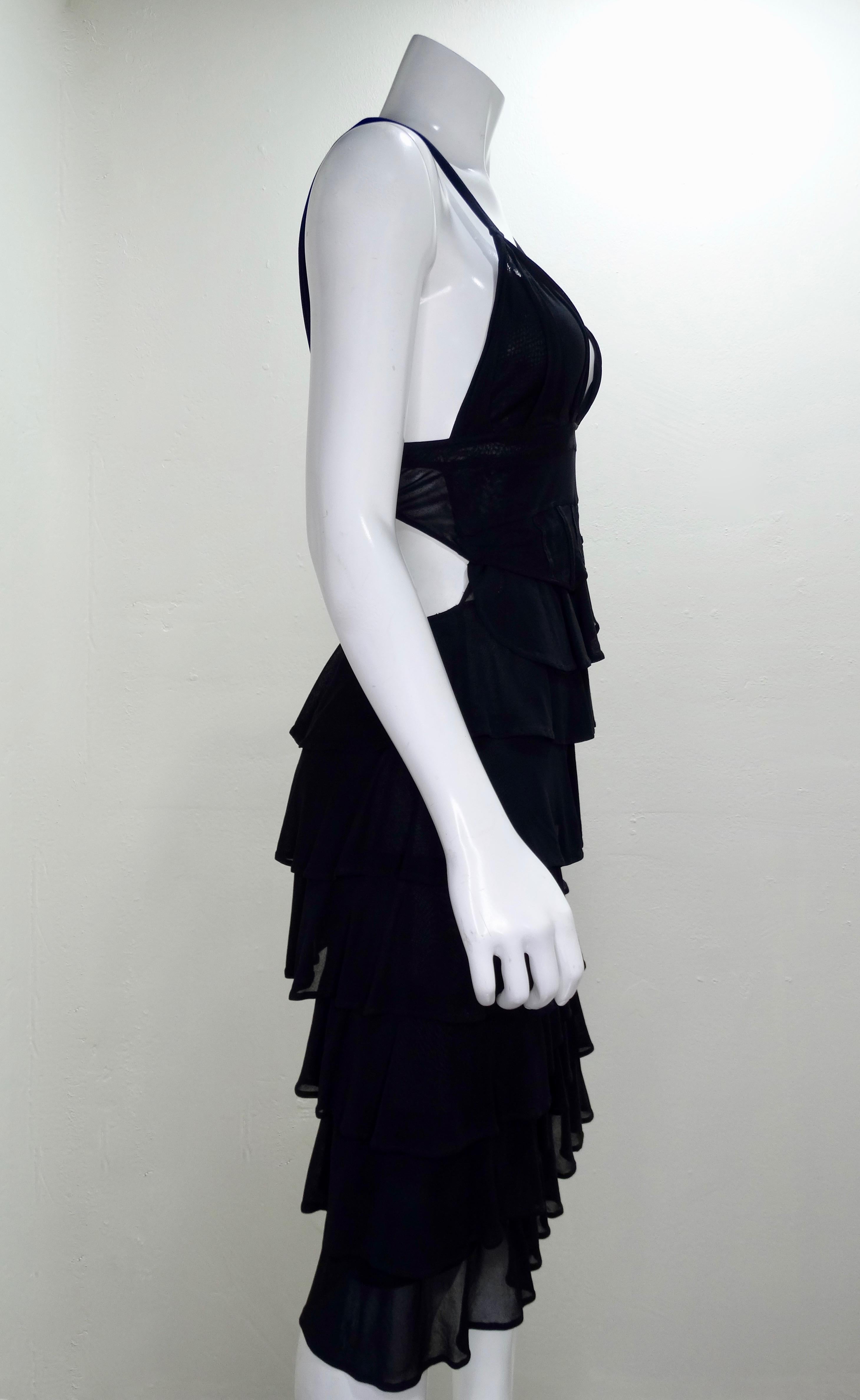 Tom Ford For YSL 2003 Sheer Ruffle Cocktail Dress 1