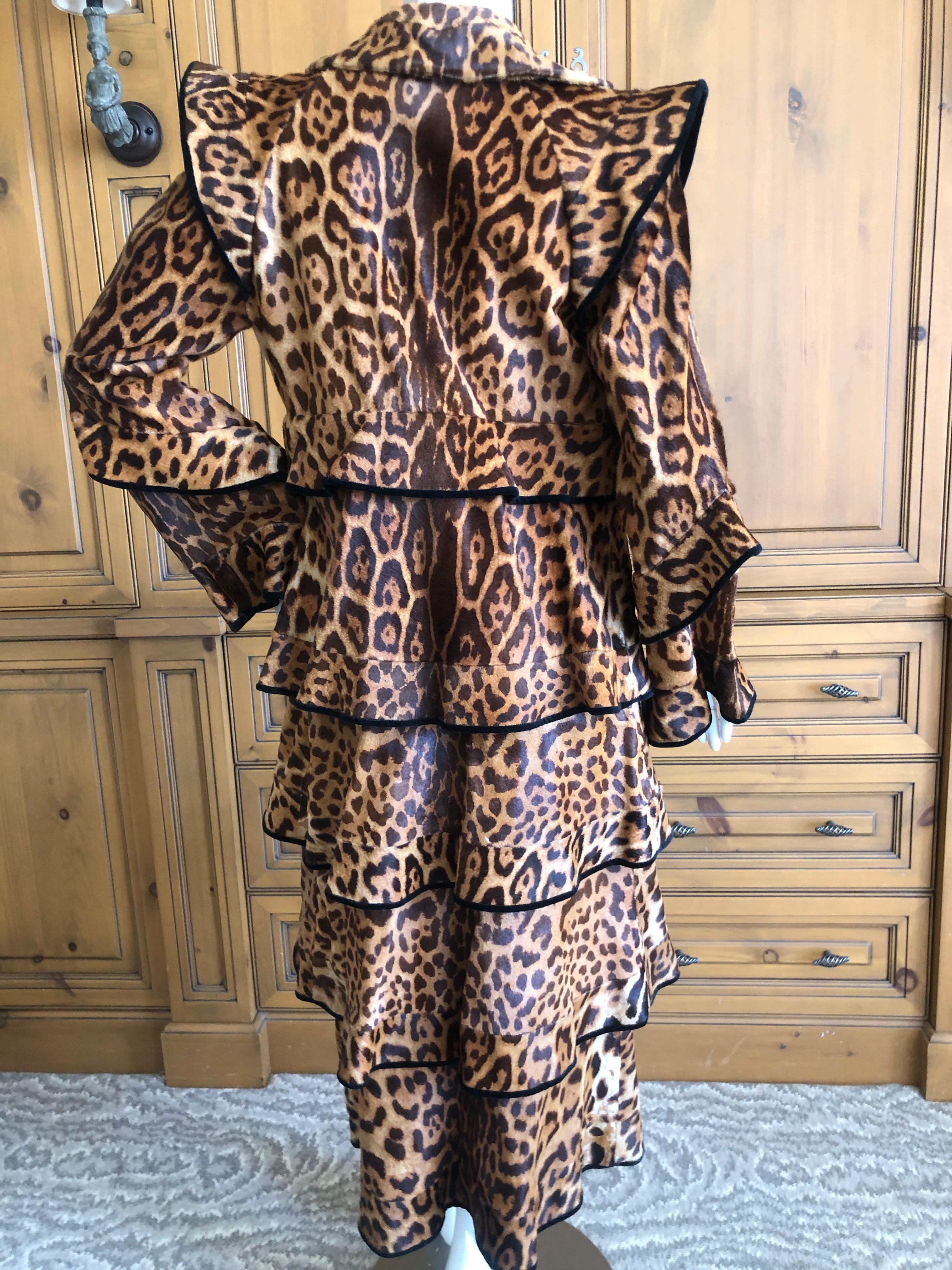Tom Ford for YSL Fall 2004 Iconic Pony Skin Leopard Print Pagoda Coat 6