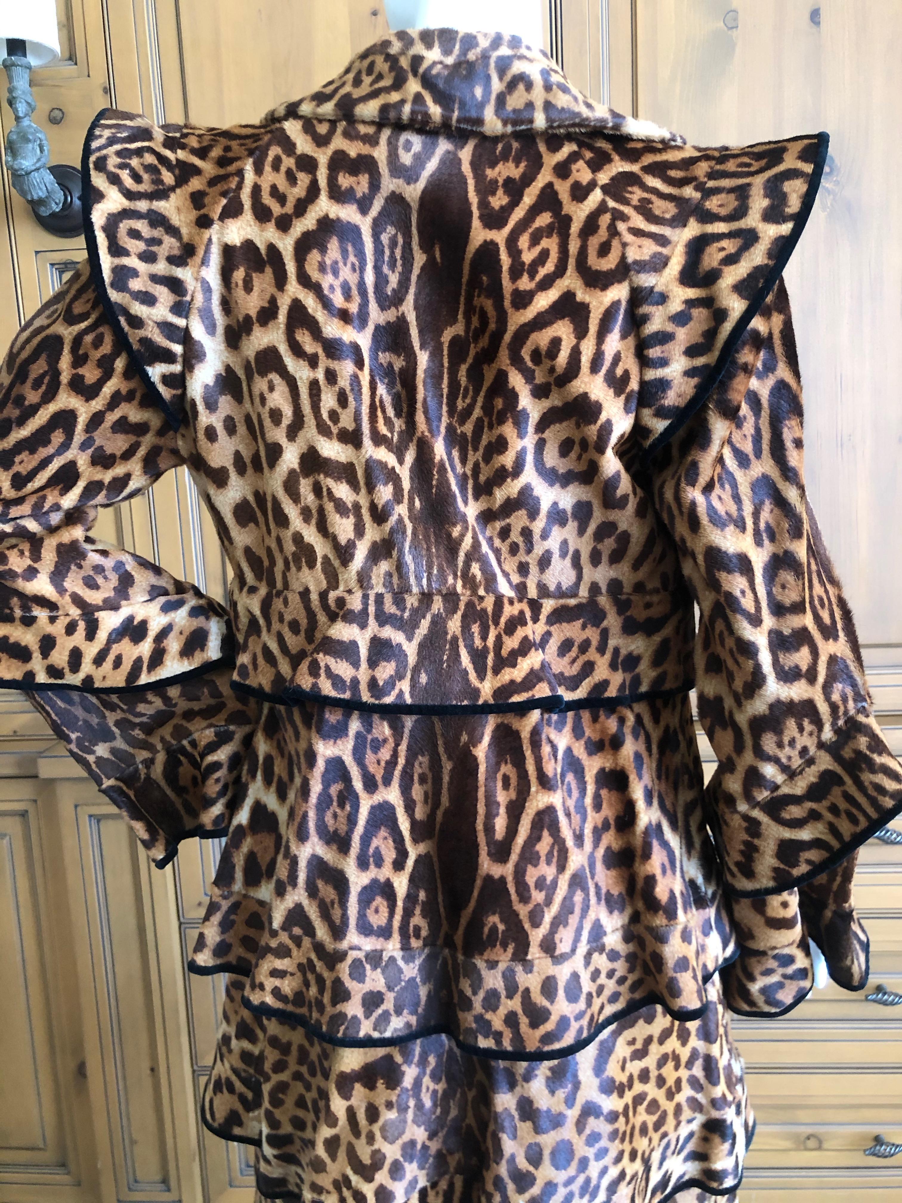 Tom Ford for YSL Fall 2004 Iconic Pony Skin Leopard Print Pagoda Coat 7