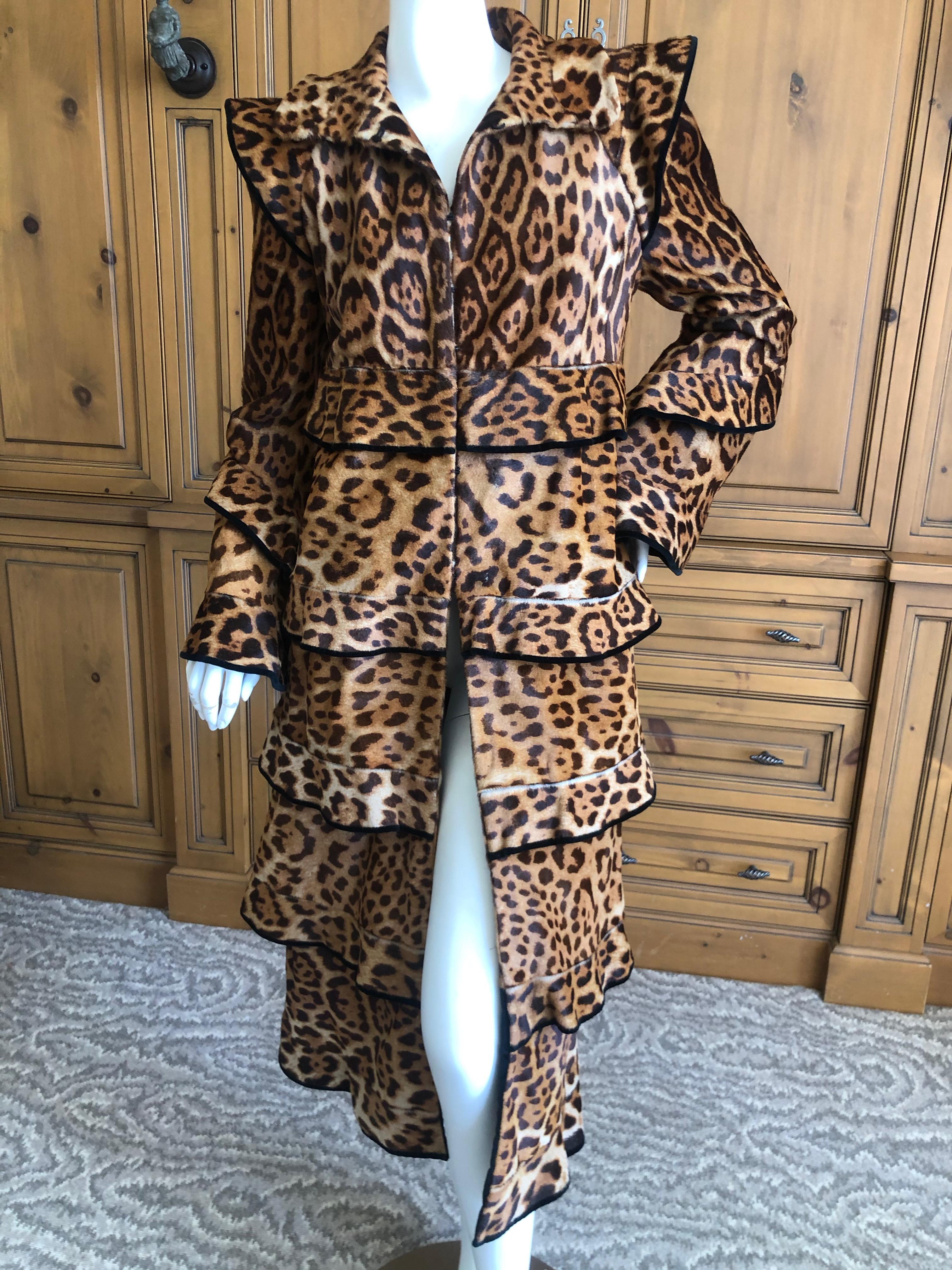 Tom Ford for YSL Fall 2004 Iconic Pony Skin Leopard Print Pagoda Coat 2