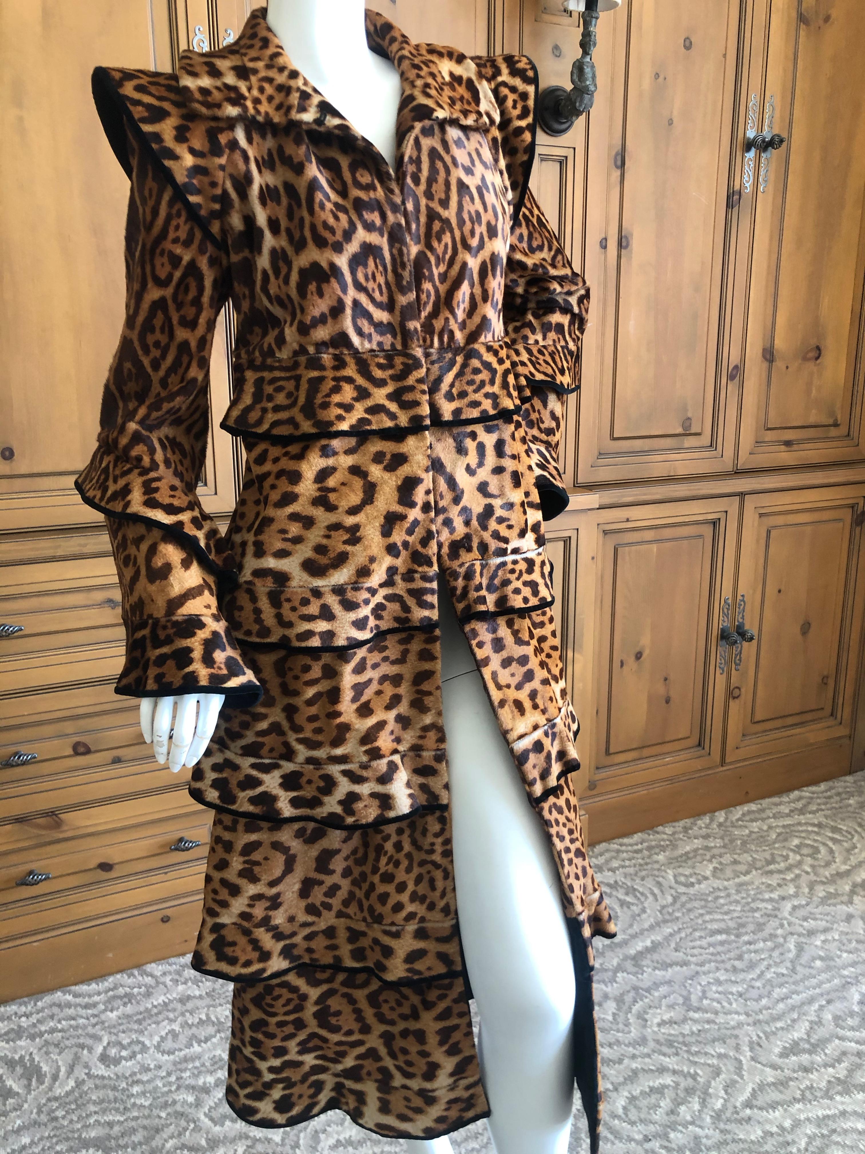 Tom Ford for YSL Fall 2004 Iconic Pony Skin Leopard Print Pagoda Coat 3